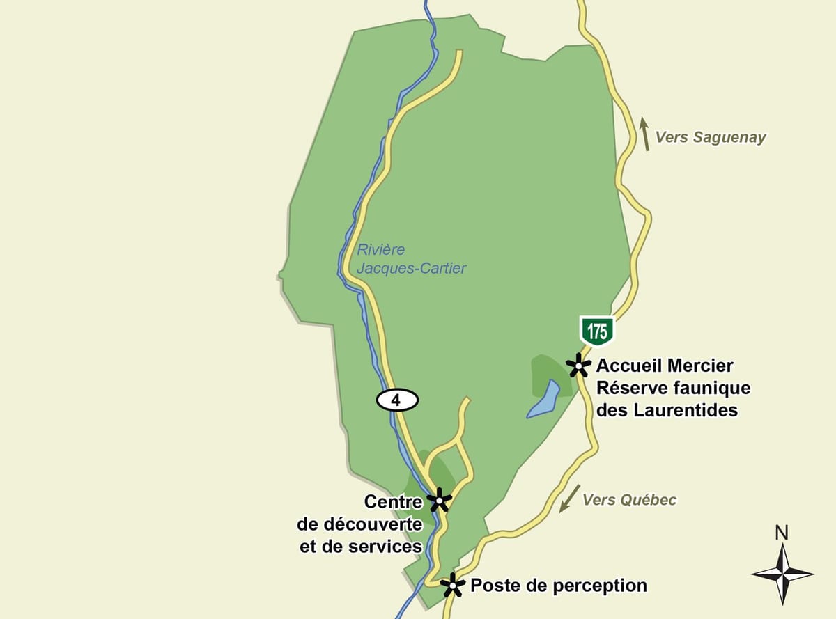 Kartta jacques cartier national park trail